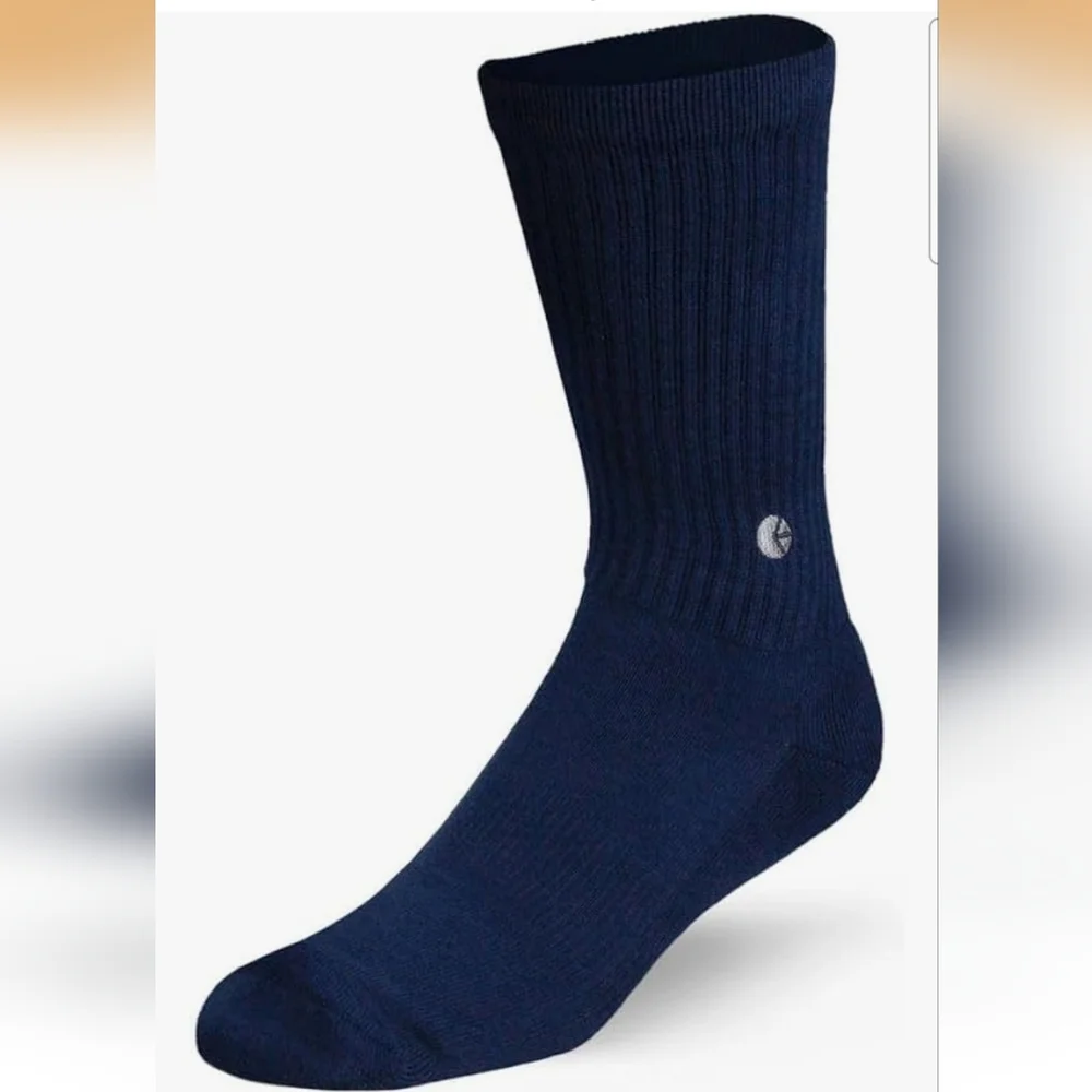 NWT Boy's ethika Navy Ribbed Crew Sock with Logo